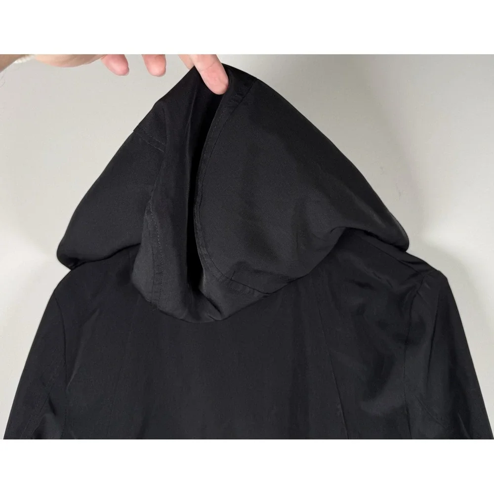 Braetan Women's Black Vintage Trench Windbreaker Jacket Size Large Petite Vented